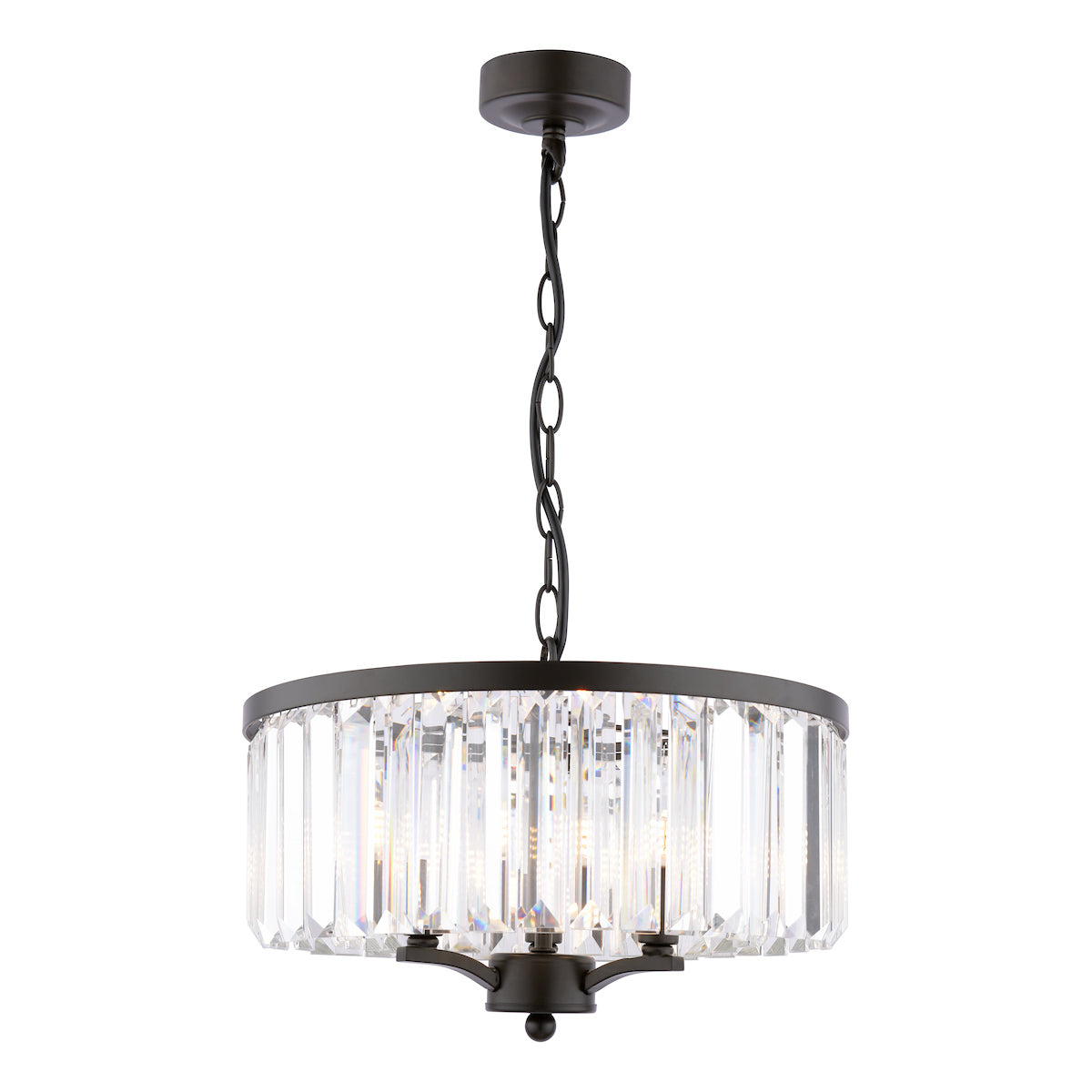 Laura Ashley - Elkwood 3 Light Pendant, Crystal and Black - ID 13636