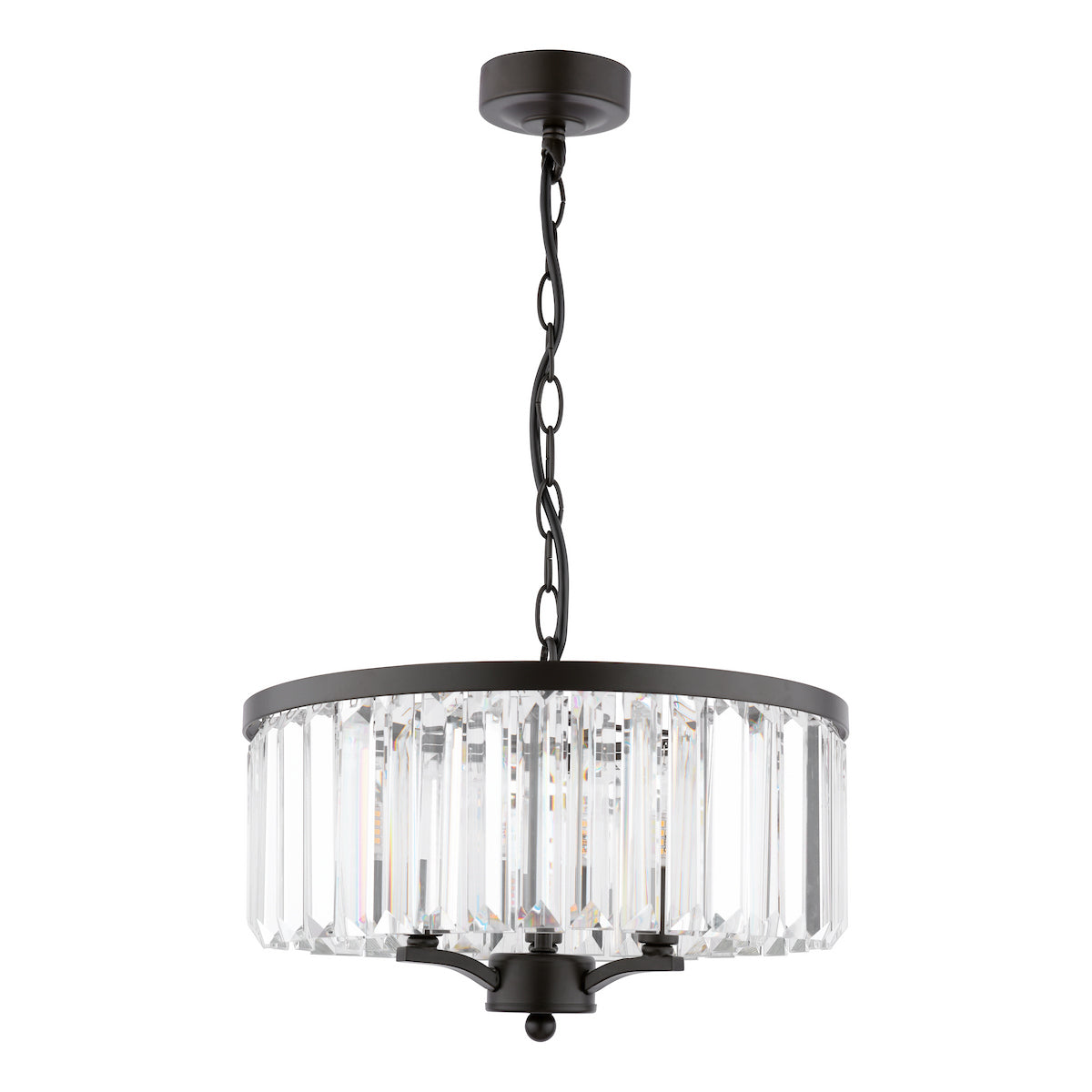 Laura Ashley - Elkwood 3 Light Pendant, Crystal and Black - ID 13636