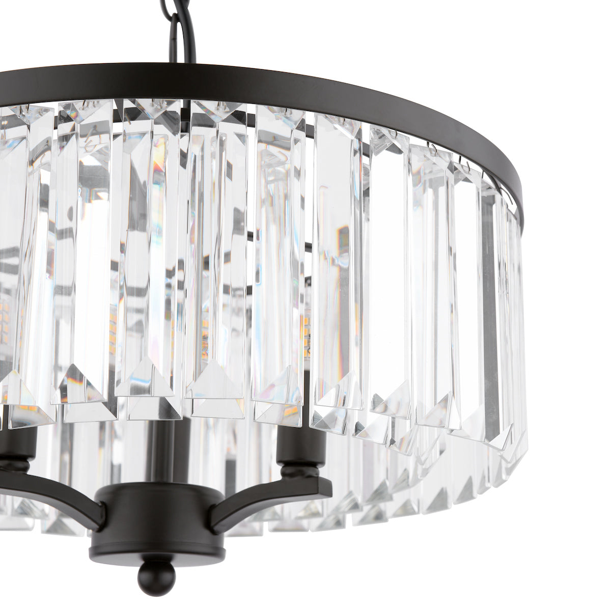 Laura Ashley - Elkwood 3 Light Pendant, Crystal and Black - ID 13636