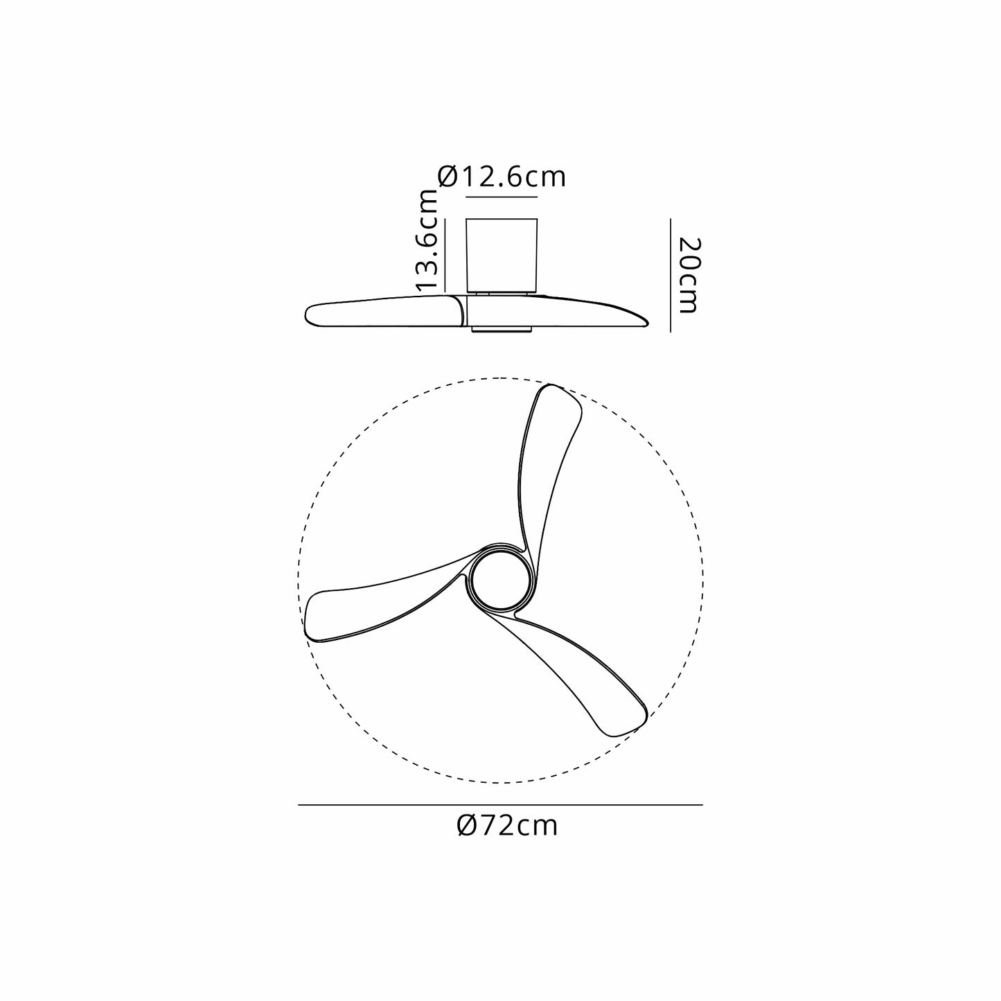 COL 72cm Ceiling Fan in White Ceramic with Fair Wood Blades - ID 14668