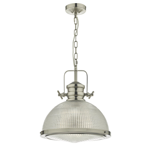 PEY 1 Light Pendant Satin Nickel And Textured Glass - ID 10427