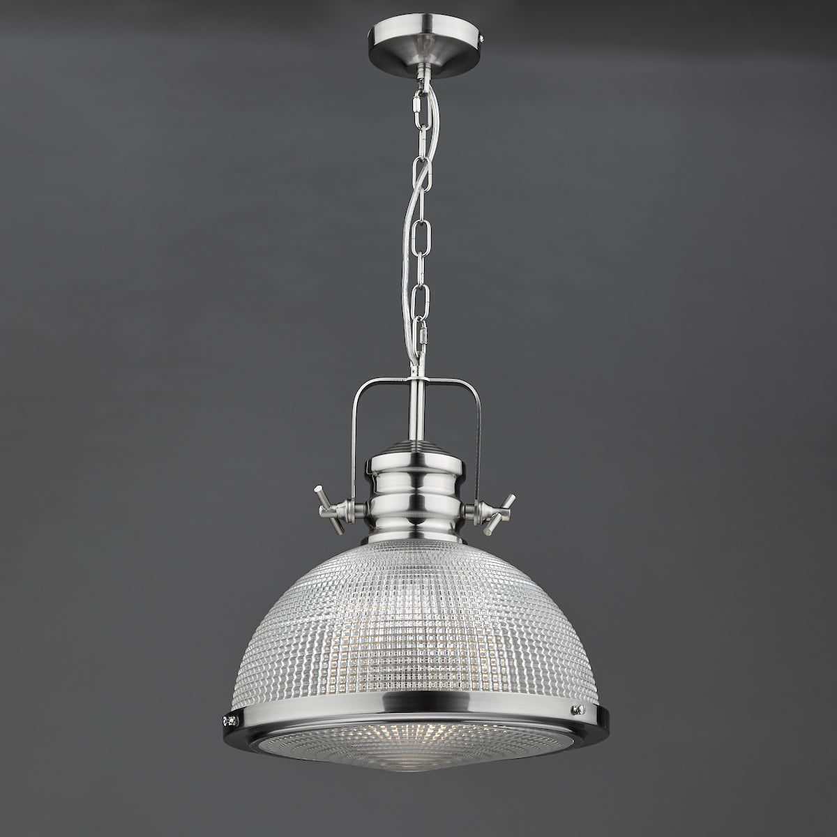 PEY 1 Light Pendant Satin Nickel And Textured Glass - ID 10427