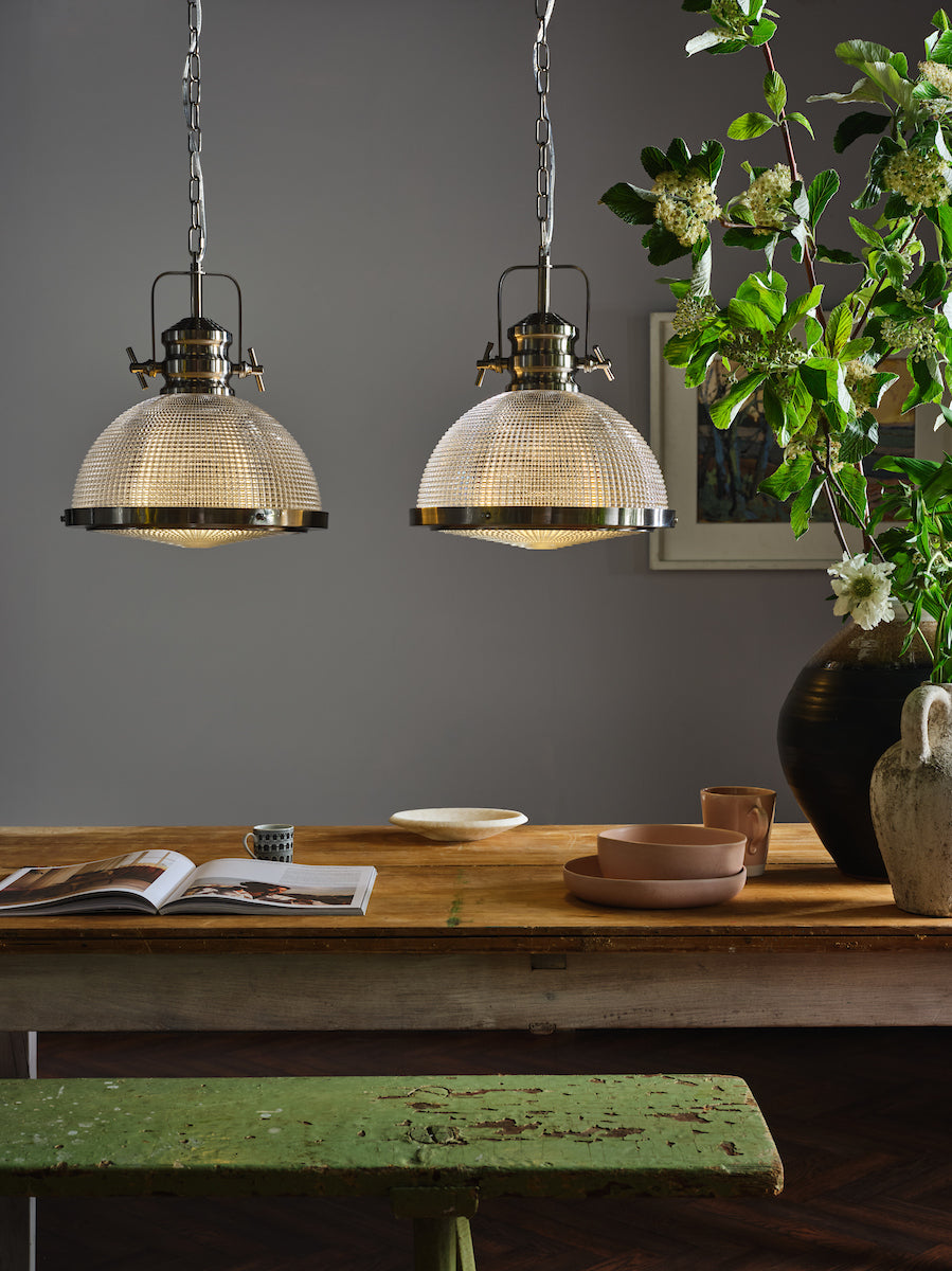 PEY 1 Light Pendant Satin Nickel And Textured Glass - ID 10427