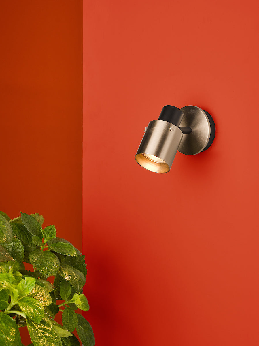 Single Spotlight in Brushed Nickel & Matt Black - ID 13817
