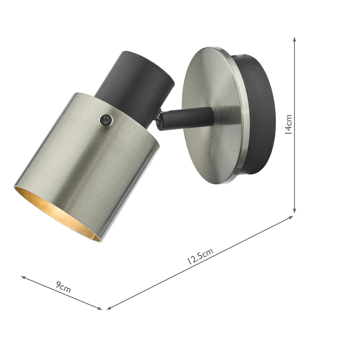 Single Spotlight in Brushed Nickel & Matt Black - ID 13817
