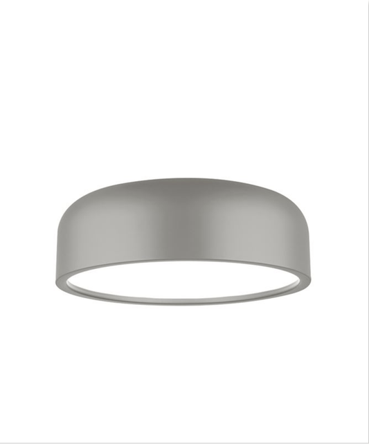 Steel & Acrylic Matt Elephant Grey Flush Ceiling Light - ID 7382 - BOXED, CLEARANCE