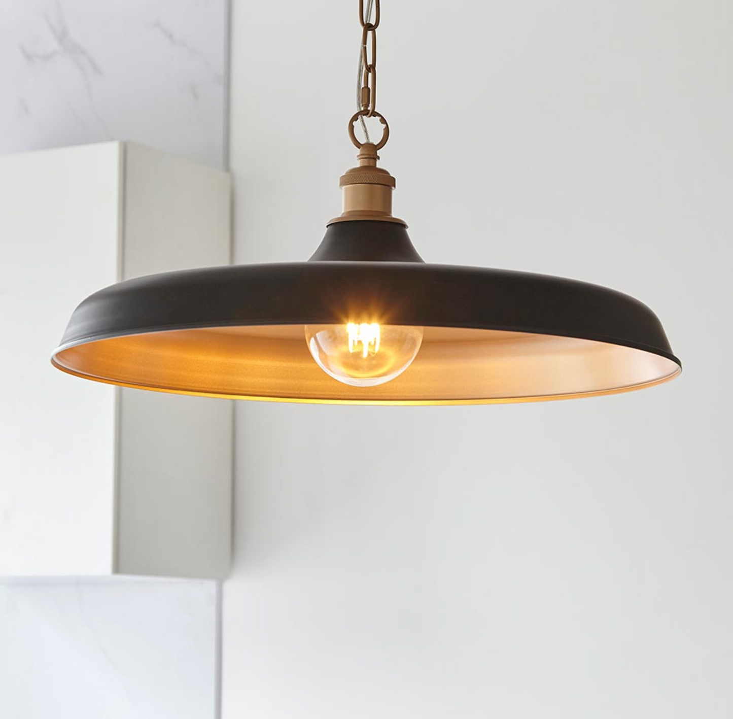 Mid-Century Pendant, Matt Black and Satin Gold - ID 12521