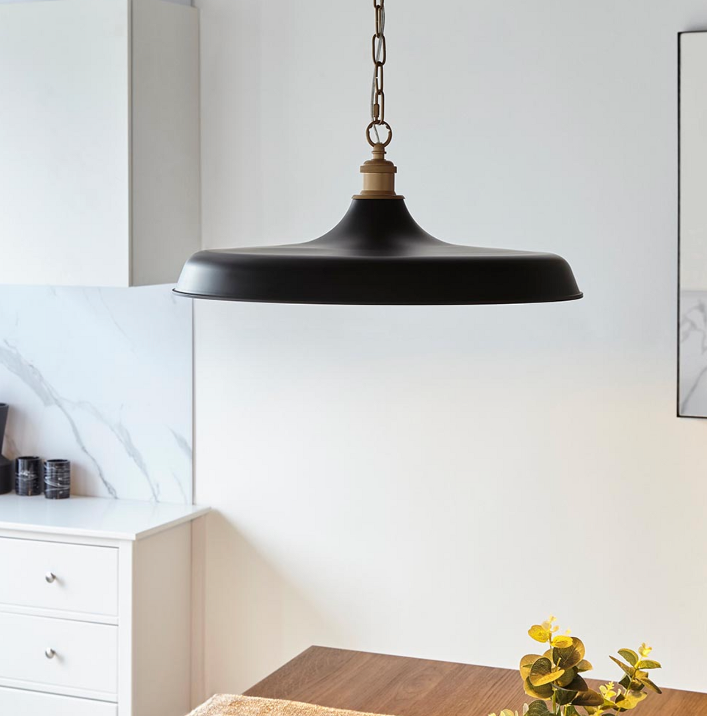 Mid-Century Pendant, Matt Black and Satin Gold - ID 12521
