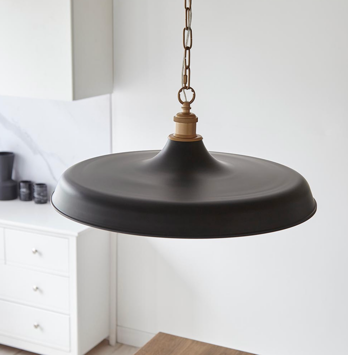 Mid-Century Pendant, Matt Black and Satin Gold - ID 12521
