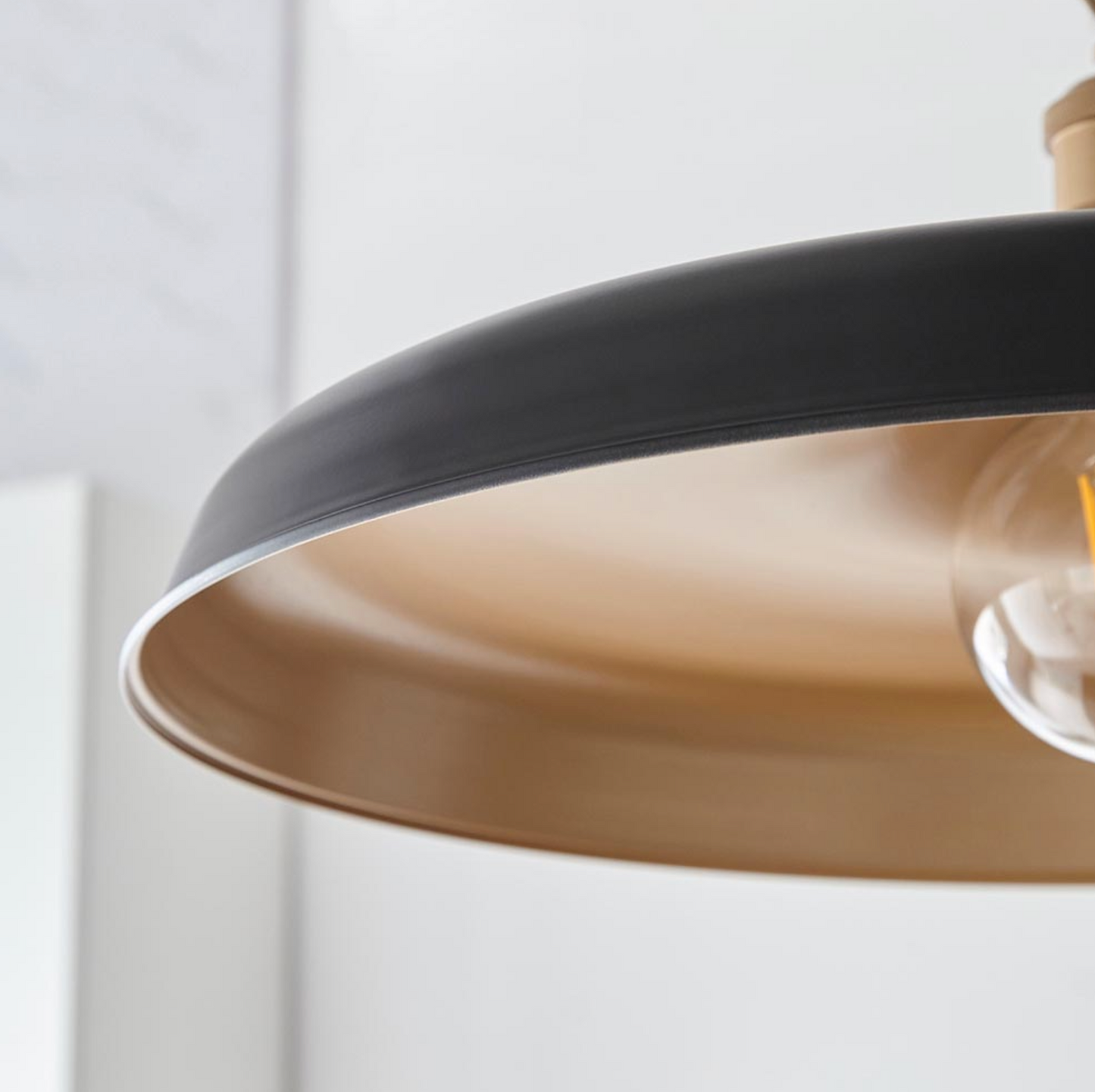 Mid-Century Pendant, Matt Black and Satin Gold - ID 12521