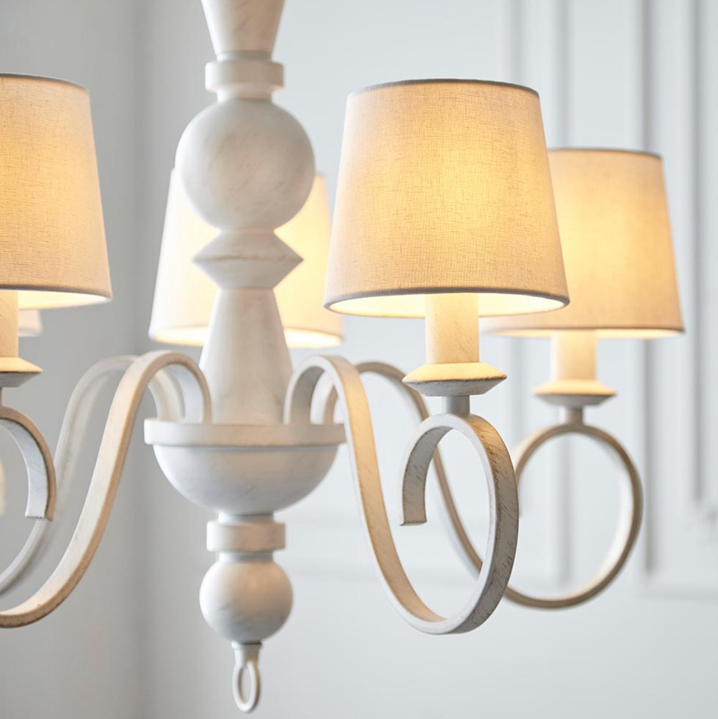 Distressed White 5 Light Pendant - ID 12522