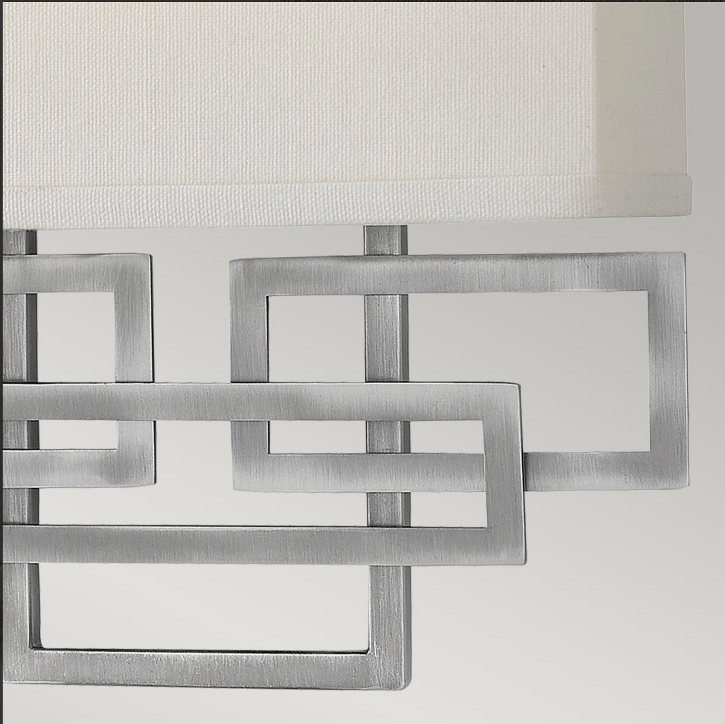 Geometric Wall Light In Antique Nickel Complete with Linen Shade - ID 12548