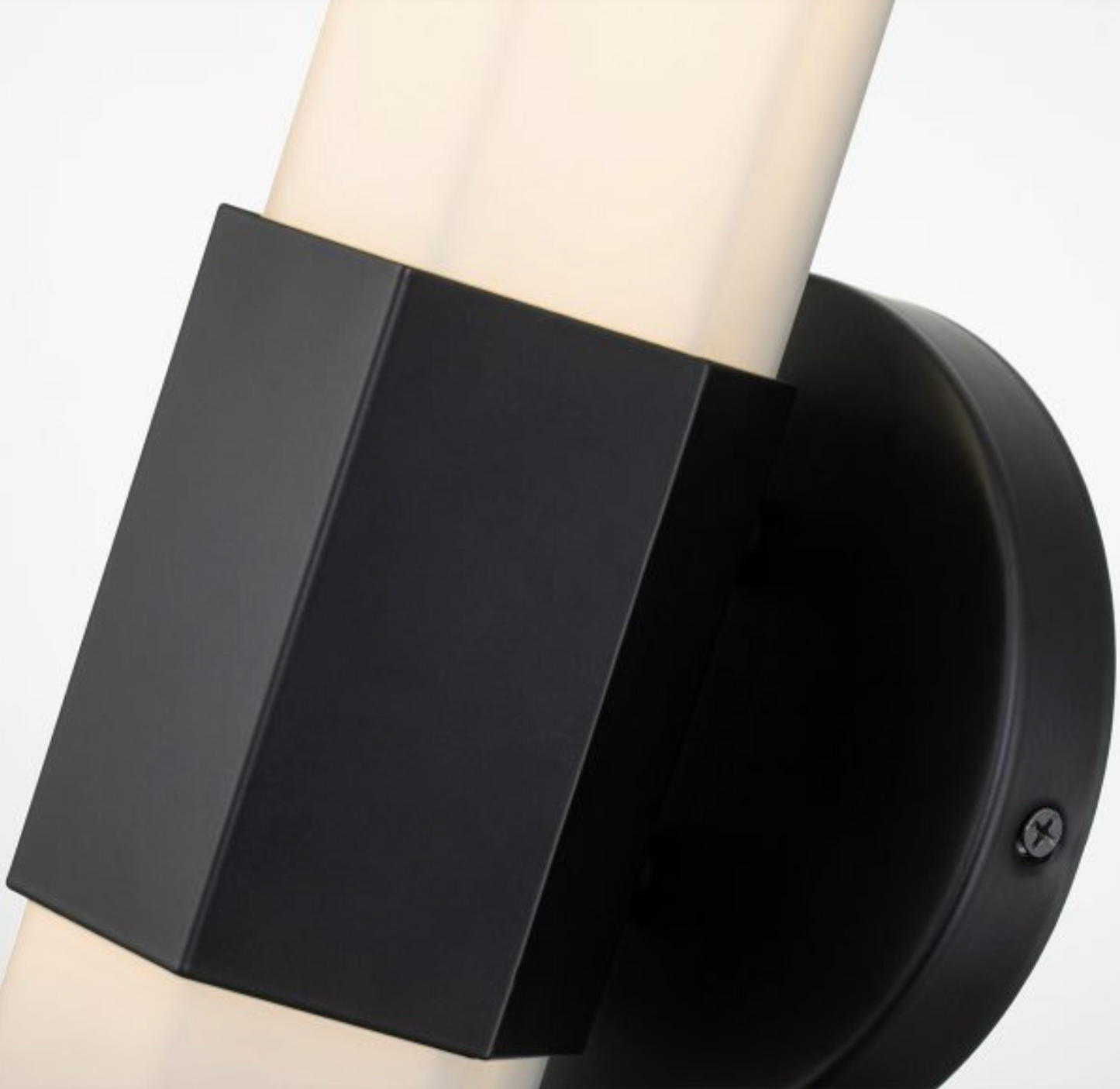 FAC Hexagonal Opal Glass & Matt Black Bathroom Wall Light - ID 12557