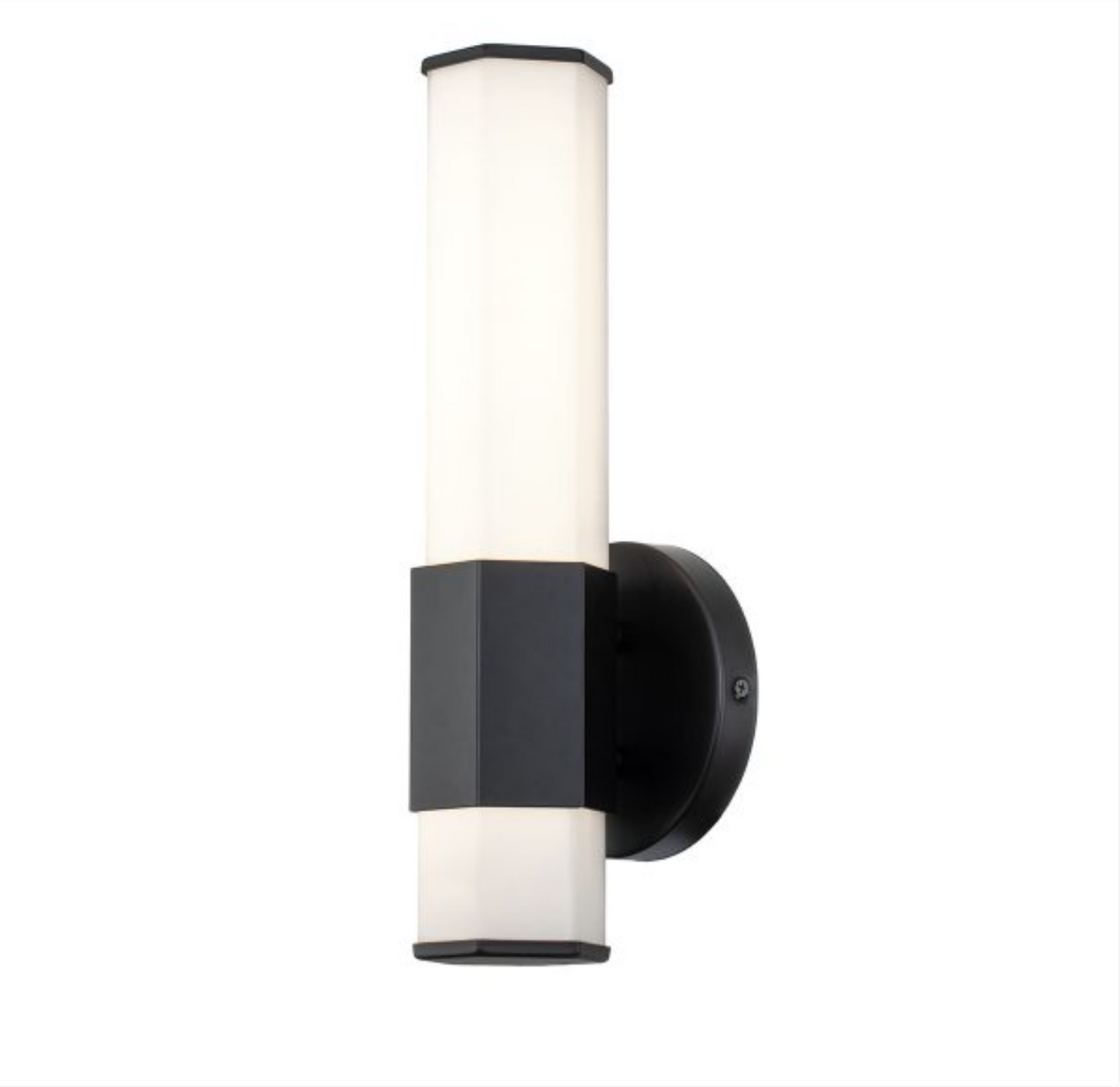 FAC Hexagonal Opal Glass & Matt Black Bathroom Wall Light - ID 12557