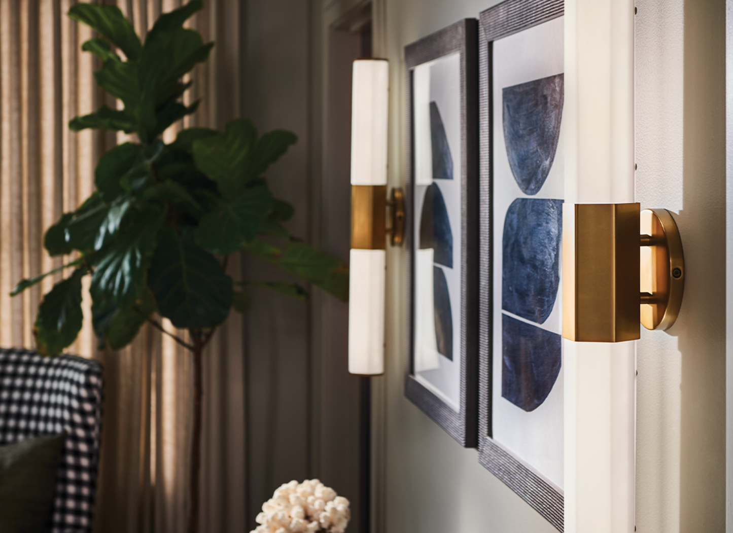 FAC Dual Hexagonal Opal Glass & Heritage Brass Bathroom Wall Light - ID 12558