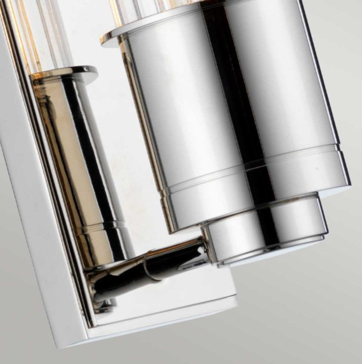 WEL Vintage Inspired Polished Chrome & Ribbed Glass Bathroom Wall Light - ID 12566
