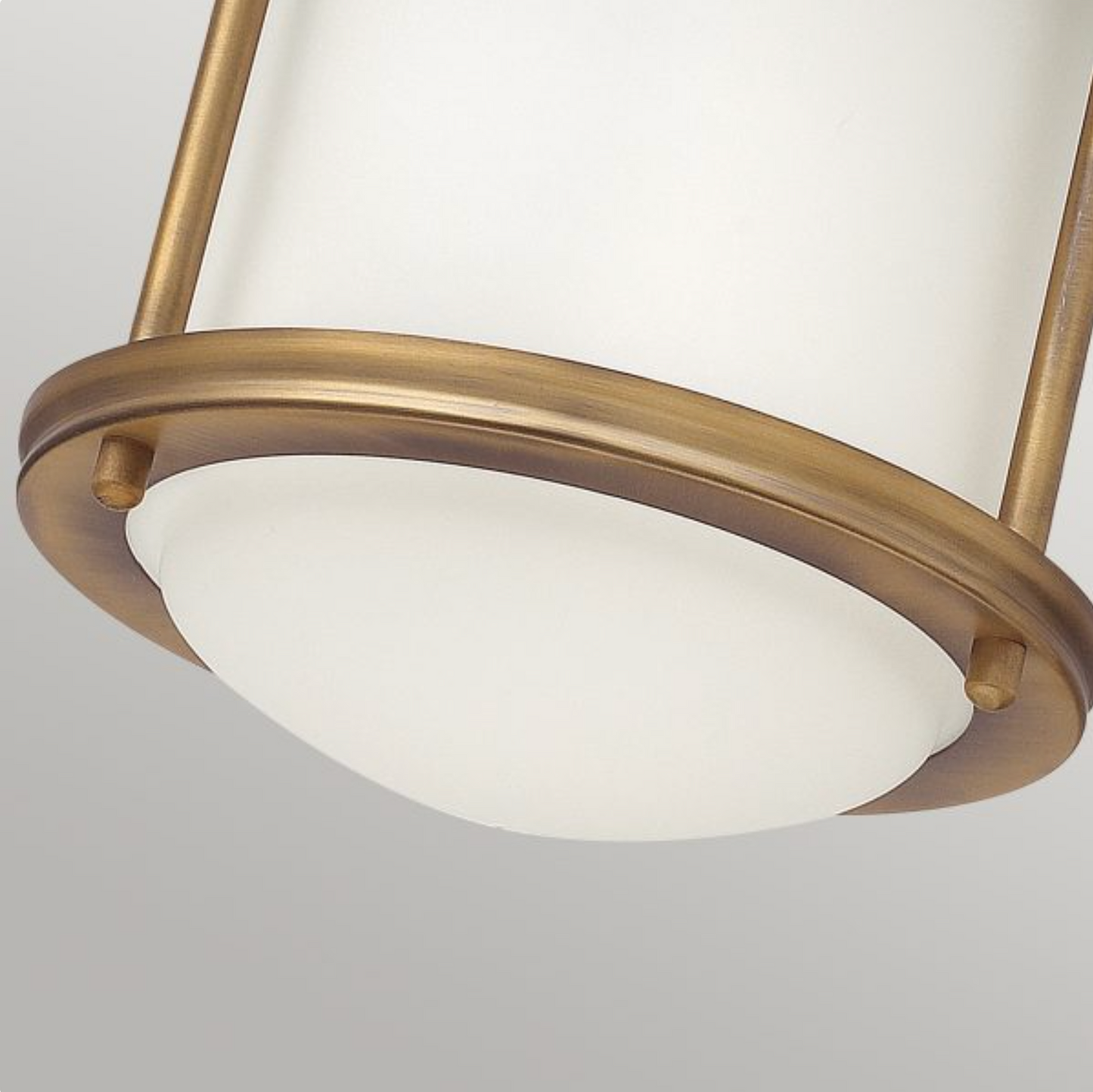 HAD Brushed Bronze & Opal Glass One Lamp Semi Flush IP44 Ceiling Light - 12571