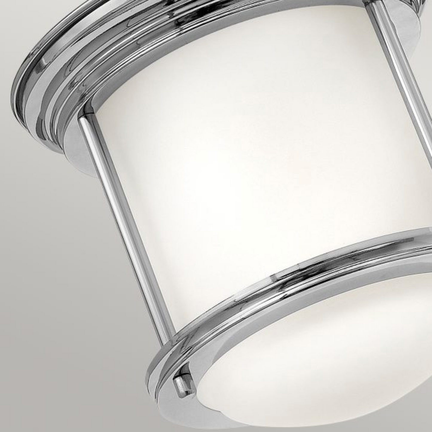 HAD Chrome & Opal Glass One Lamp Semi Flush IP44 Ceiling Light - 12573