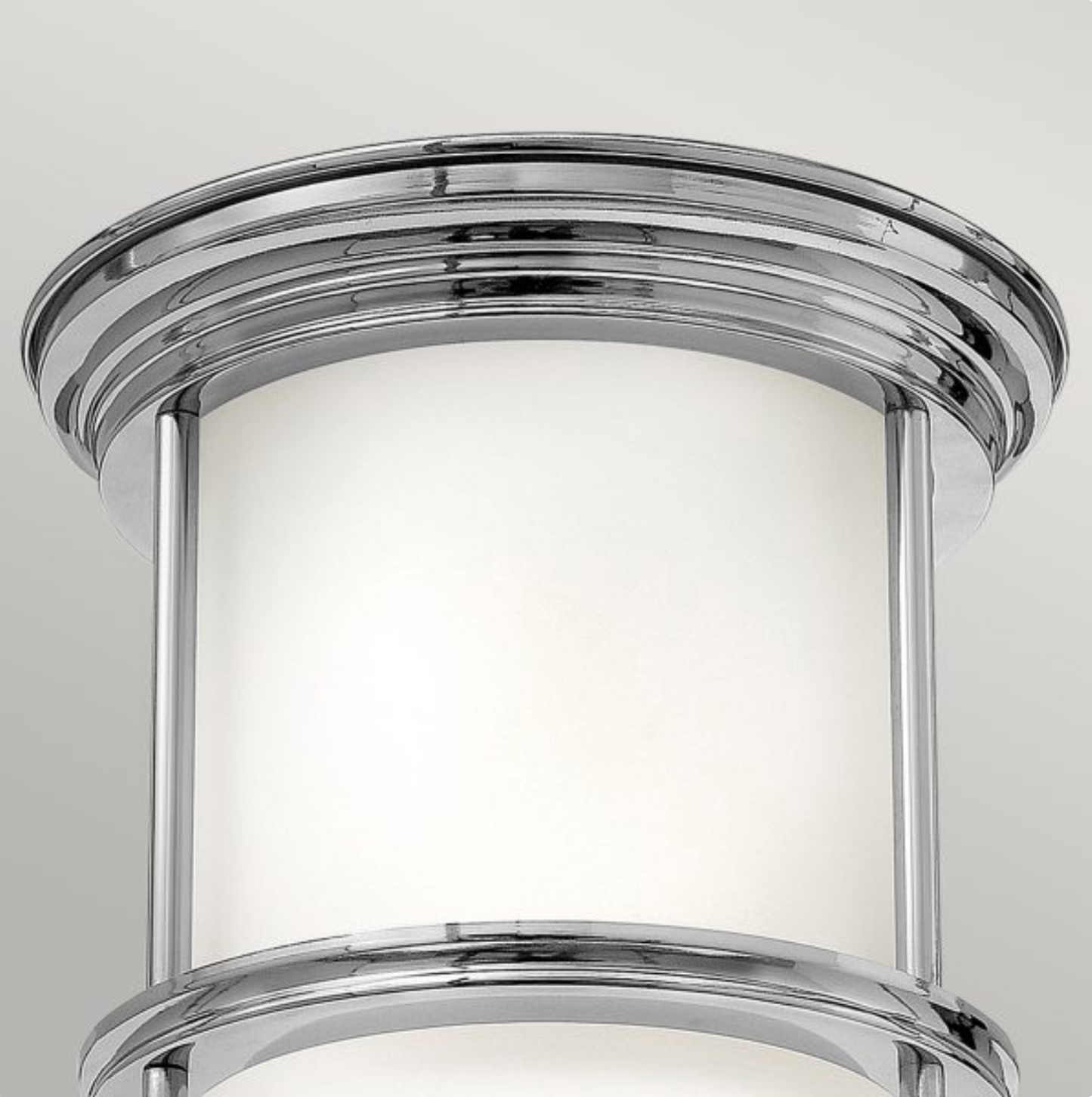 HAD Chrome & Opal Glass One Lamp Semi Flush IP44 Ceiling Light - 12573
