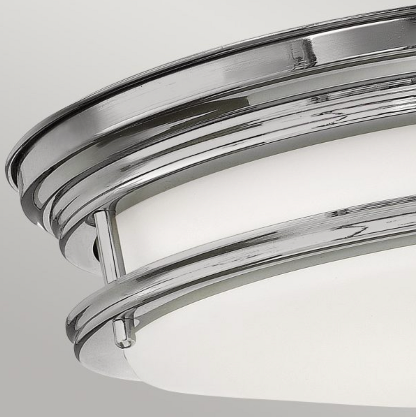 HAD Chrome & Opal Glass Two Lamp Semi Flush IP44 Ceiling Light - 12574