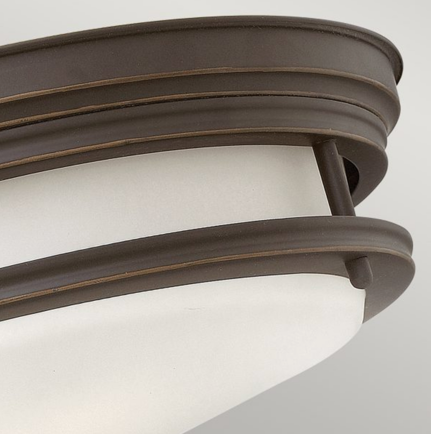 HAD Oil Rubbed Bronze & Opal Glass Two Lamp Semi Flush IP44 Ceiling Light - 12576