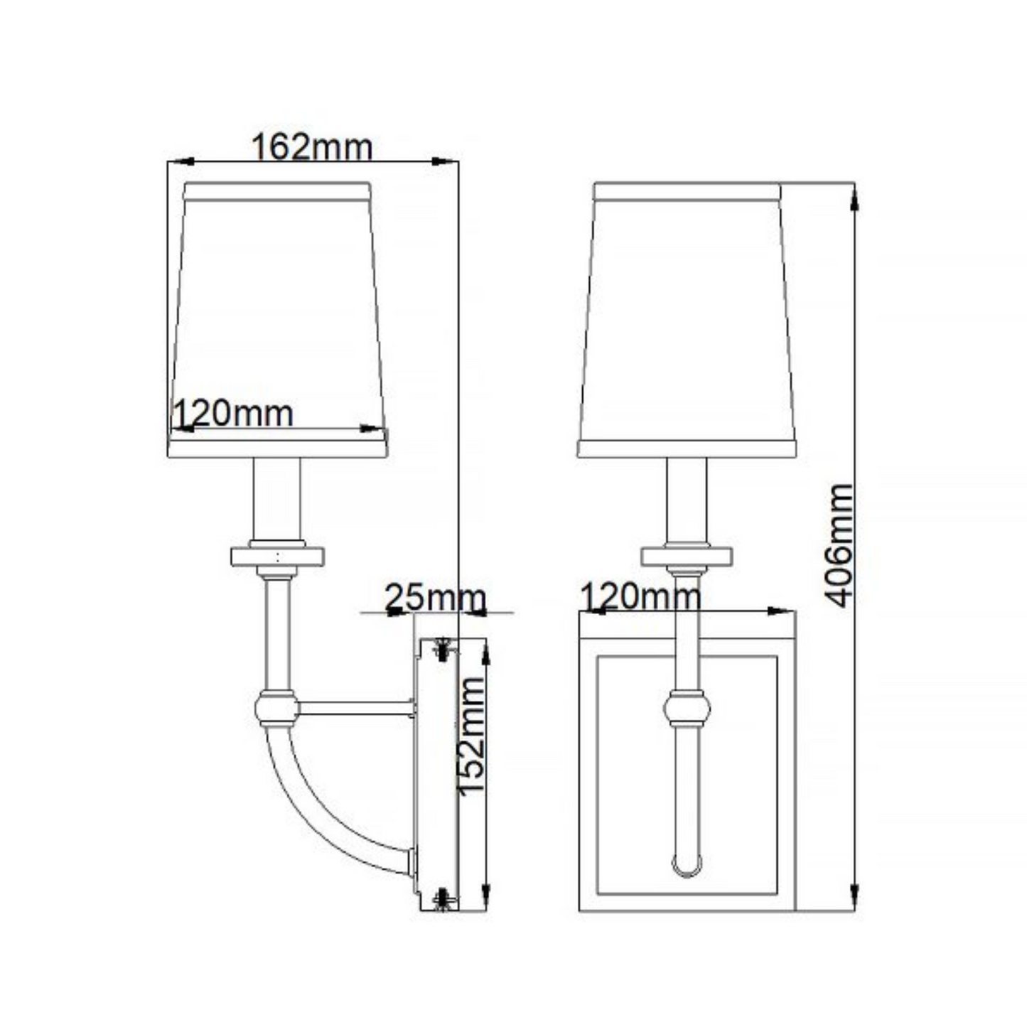 FEL Elegant Curved Arm Polished Chrome Bathroom Wall Light With Bretton Faux Silk Shade - ID 12592