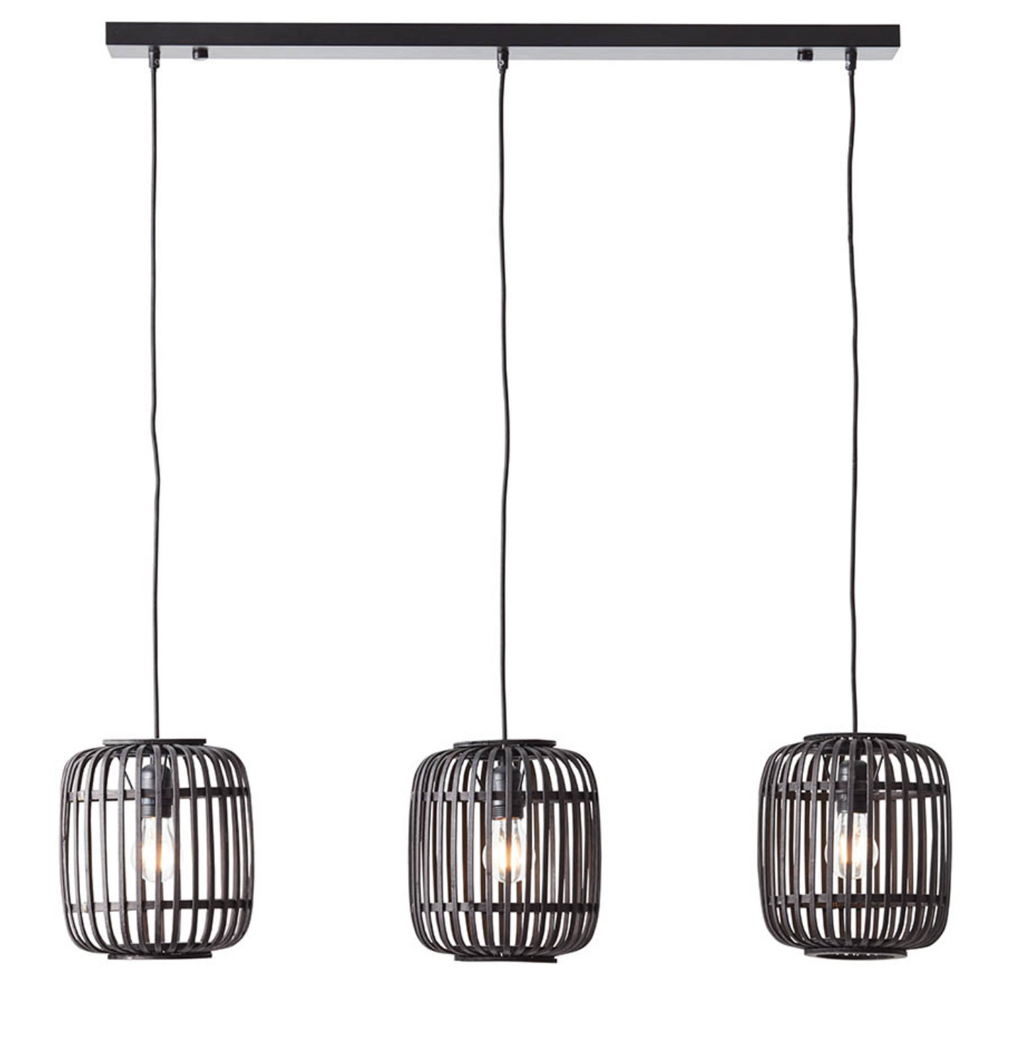 Bamboo Weave 3lt Linear Pendant in Matt Black - ID 12622