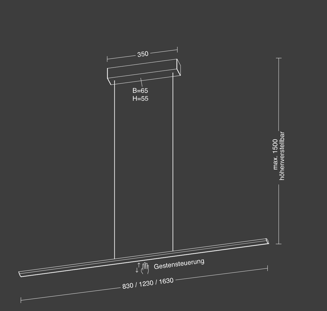 Platinum Height Adjustable Dimmable Linear Pendant 123cm - ID 11323