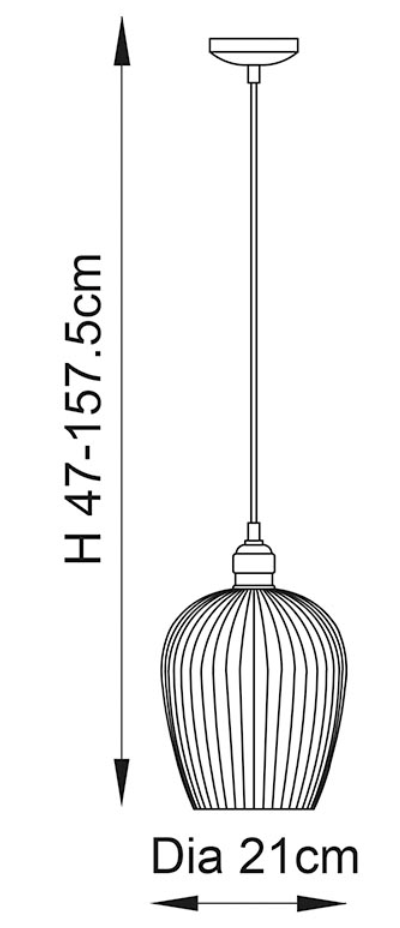 Ribbed Glass & Bright Nickel Small Pendant - ID 12972