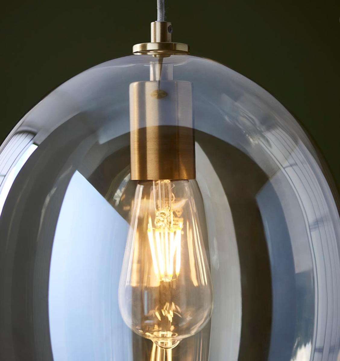 Satin Brass Oval Glass Pendant - ID 12998