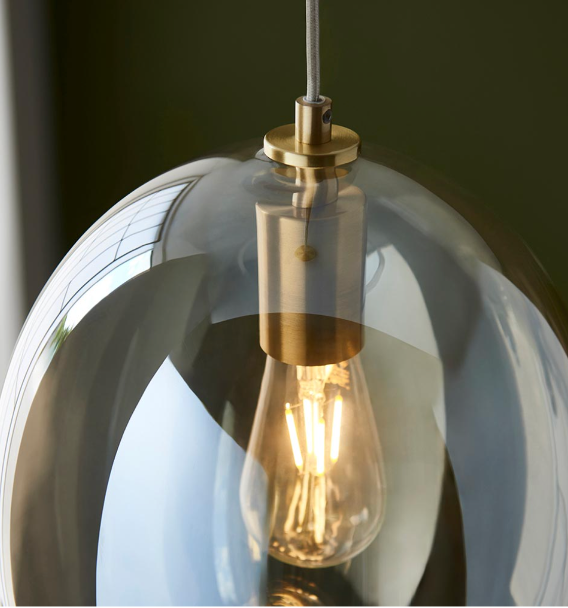 Satin Brass Oval Glass Pendant - ID 12998