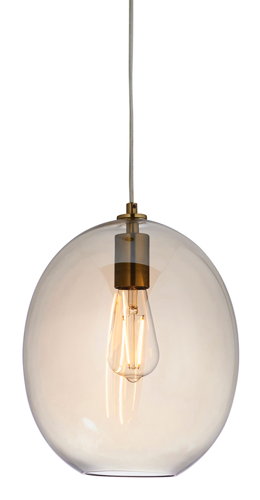 Satin Brass Oval Glass Pendant - ID 12998
