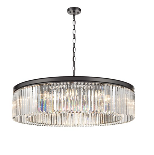 PERO Circular 100cm Black Metal & Crystal Pendant - ID 13014