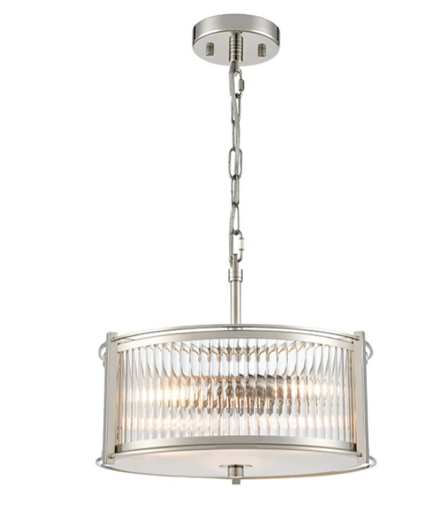ATRANI 3lt Ribbed Glass In Polished Nickel - ID 13709