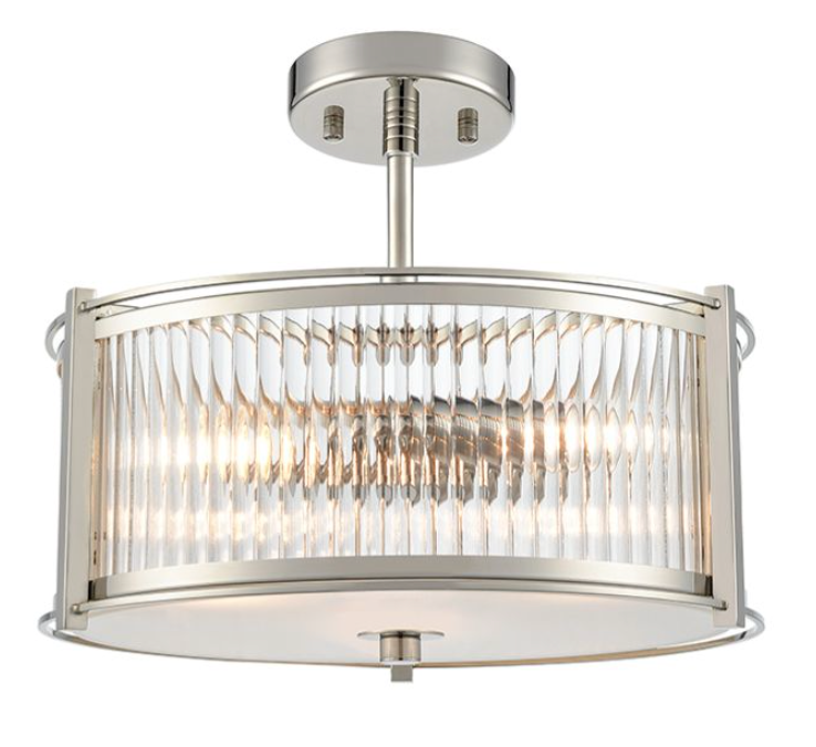 ATRANI 3lt Ribbed Glass In Polished Nickel - ID 13709