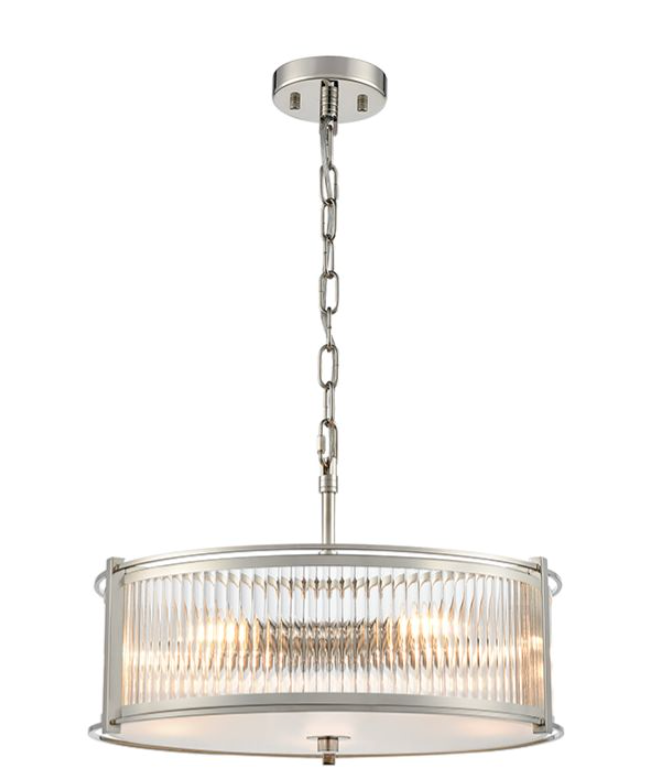 ATRANI 5lt Ribbed Glass In Polished Nickel - ID 13711