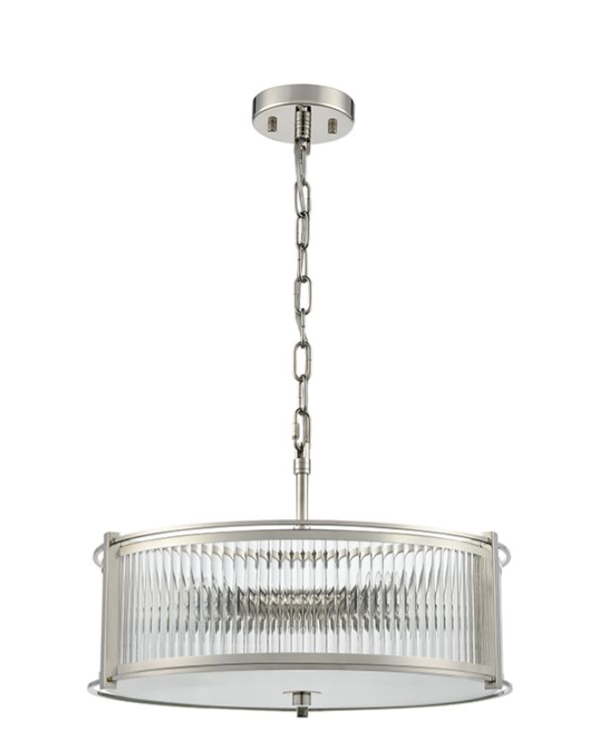 ATRANI 5lt Ribbed Glass In Polished Nickel - ID 13711