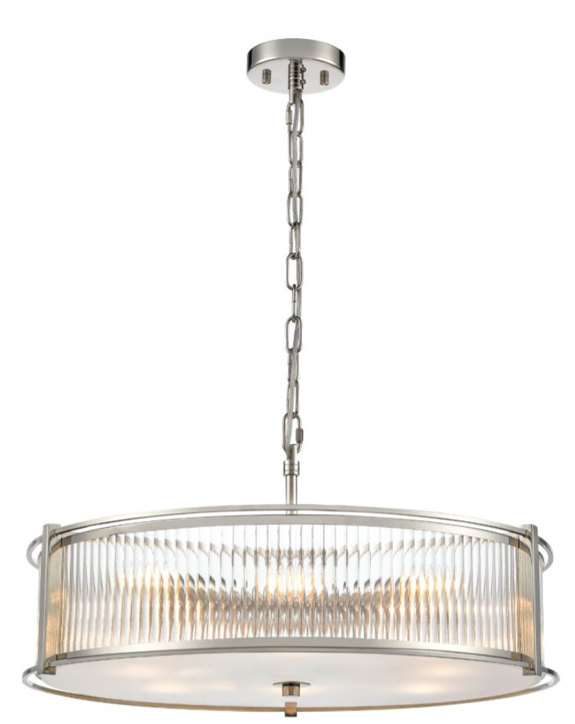 ATRANI 8lt Ribbed Glass In Polished Nickel - ID 13713