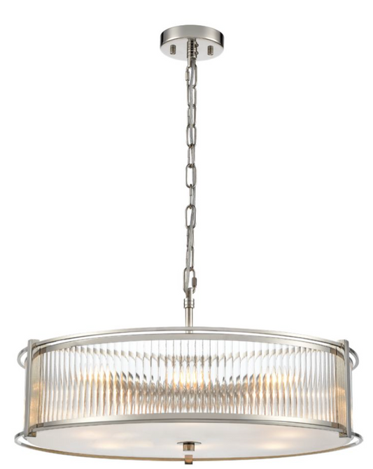 ATRANI 8lt Ribbed Glass In Polished Nickel - ID 13713