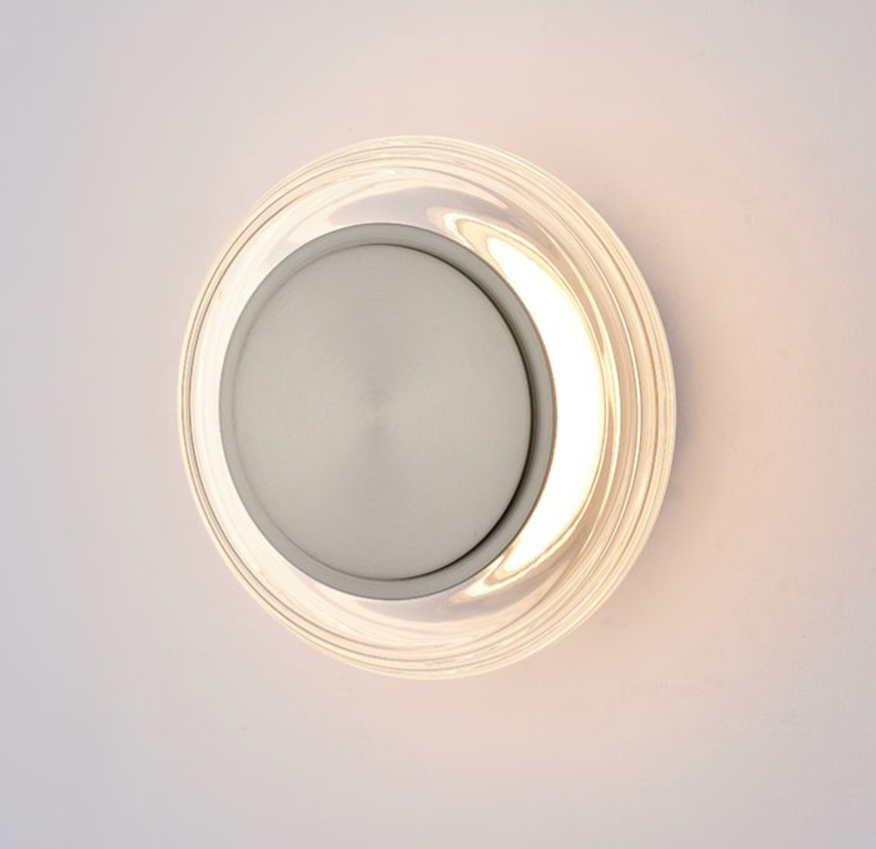 Rouel Disc Clear Glass & Satin Nickel LED Wall or Ceiling Light - ID 13740