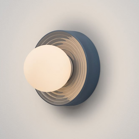 NL Orbi Small Bathroom Wall or Ceiling Light in Blue with Opal Glass IP44 - ID 13757