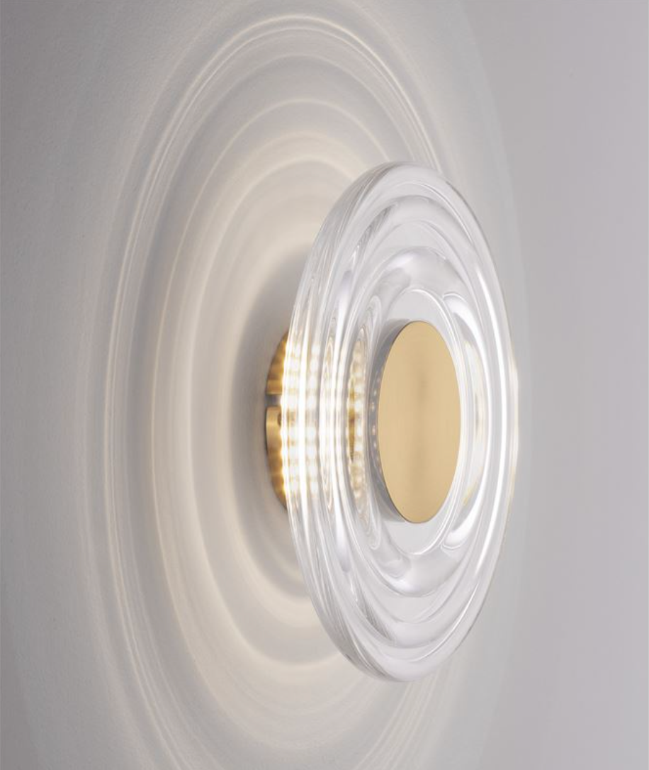 Onriyde Brushed Brass & Ribbed Acrylic Disc Wall Light - ID 13620