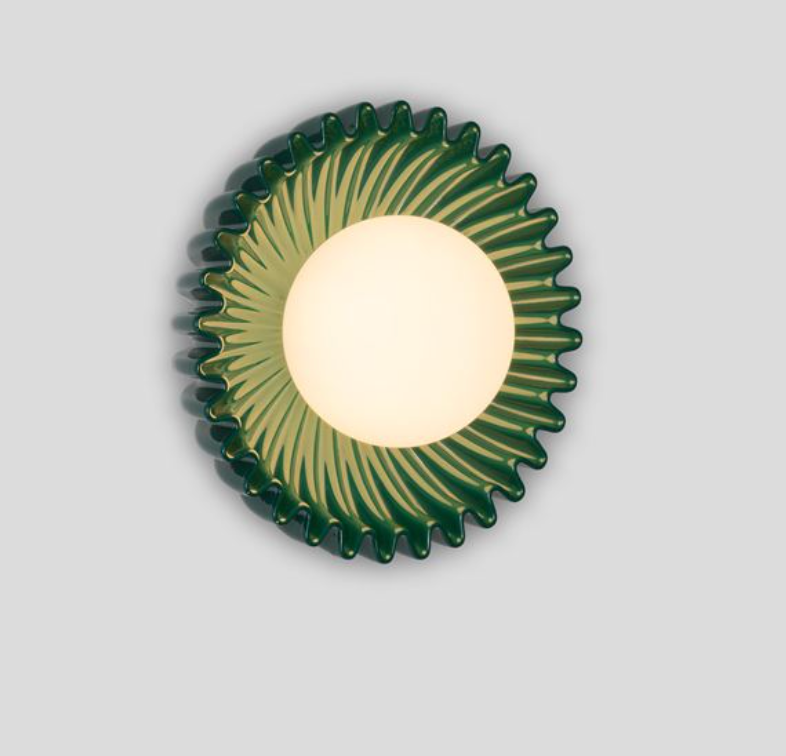 Petelle Green Ceramic & Opal Glass Wall Or Ceiling Light - ID 13771
