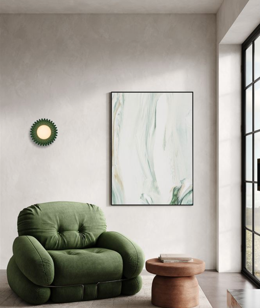 Petelle Green Ceramic & Opal Glass Wall Or Ceiling Light - ID 13771