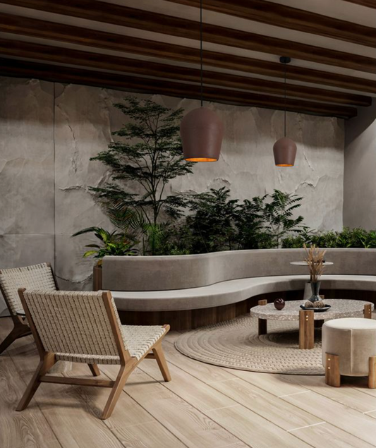 NL Oimo Red Sandstone Small Concrete IP55 Outdoor Pendant - ID 13776