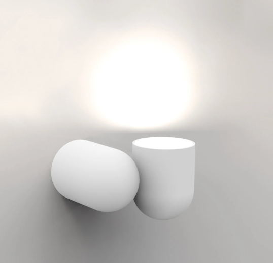 Matt White Rounded Cylinder Wall or Ceiling Mounted GU10 Spotlight - ID 13791