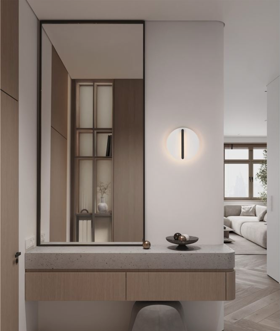 NL Nilu Sand Black & White Disc Wall Light Large - ID 13799