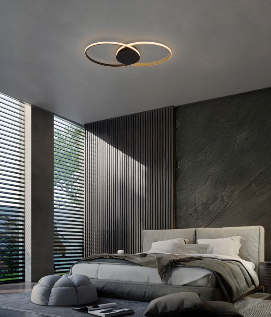 NL Eveo Black & Gold Twin Ring Ceiling Or Wall Light Small - ID 13803