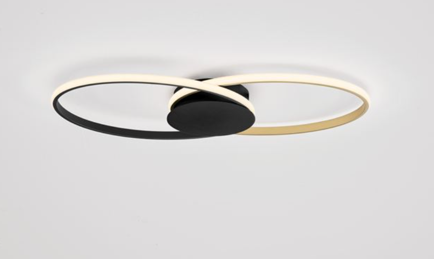 NL Eveo Black & Gold Twin Ring Ceiling Or Wall Light Small - ID 13803