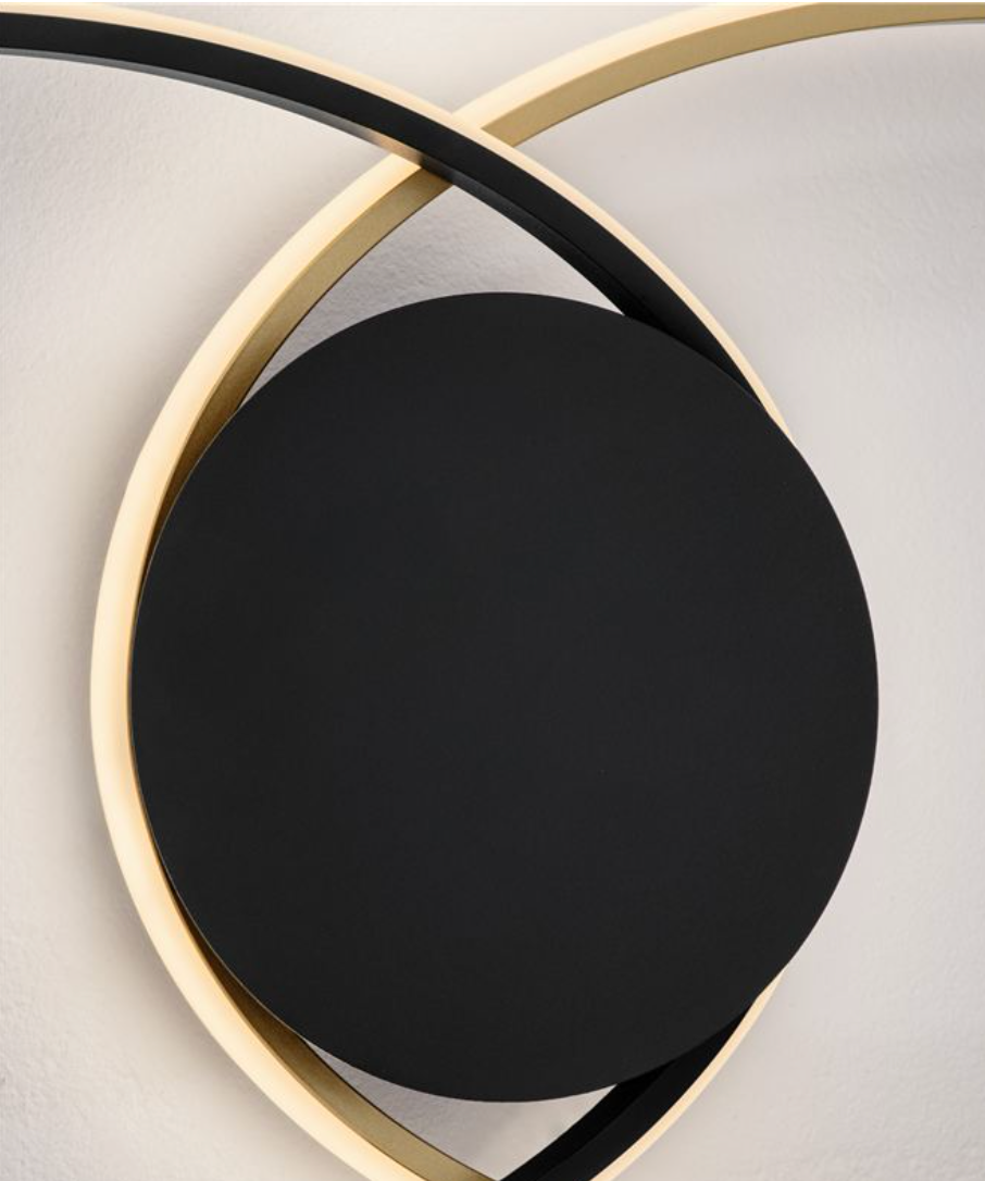 NL Eveo Black & Gold Twin Ring Ceiling Or Wall Light Small - ID 13803